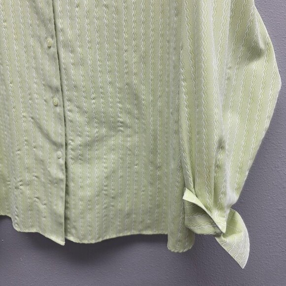 Foxcroft Shirt Womens 2X Green Wrinkle Free Button Front Long Sleeve Blouse Plus - Picture 3 of 11